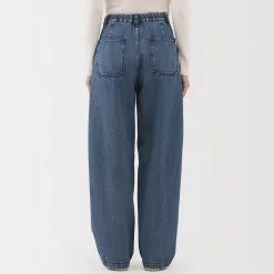 Online Muji Vaquero de pierna ancha y mezcla de kapok para mujer