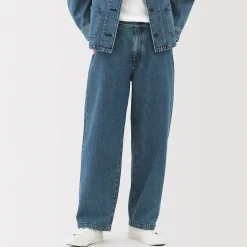 Online Muji Vaquero de pierna ancha y mezcla de kapok para mujer