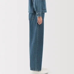 Online Muji Vaquero de pierna ancha y mezcla de kapok para mujer