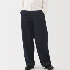 Online Muji Vaquero de pierna ancha y mezcla de kapok para mujer