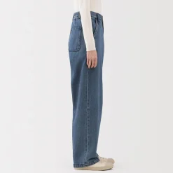 Online Muji Vaquero de pierna ancha y mezcla de kapok para mujer