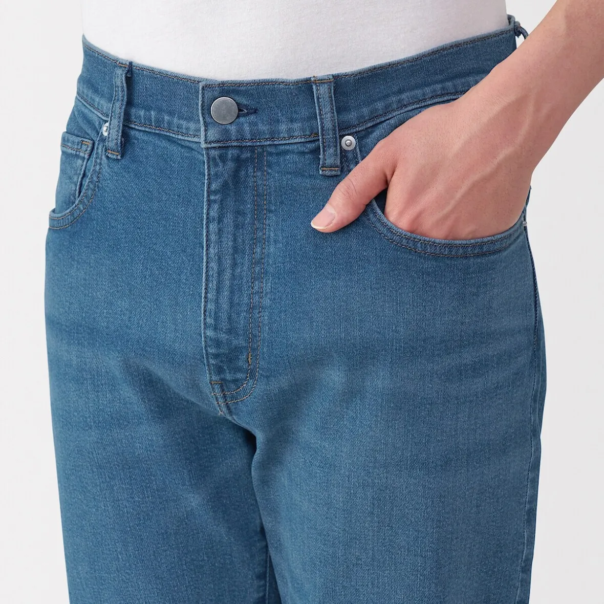 New Muji Vaqueros ajustados y elásticos para hombre ‐ Índigo