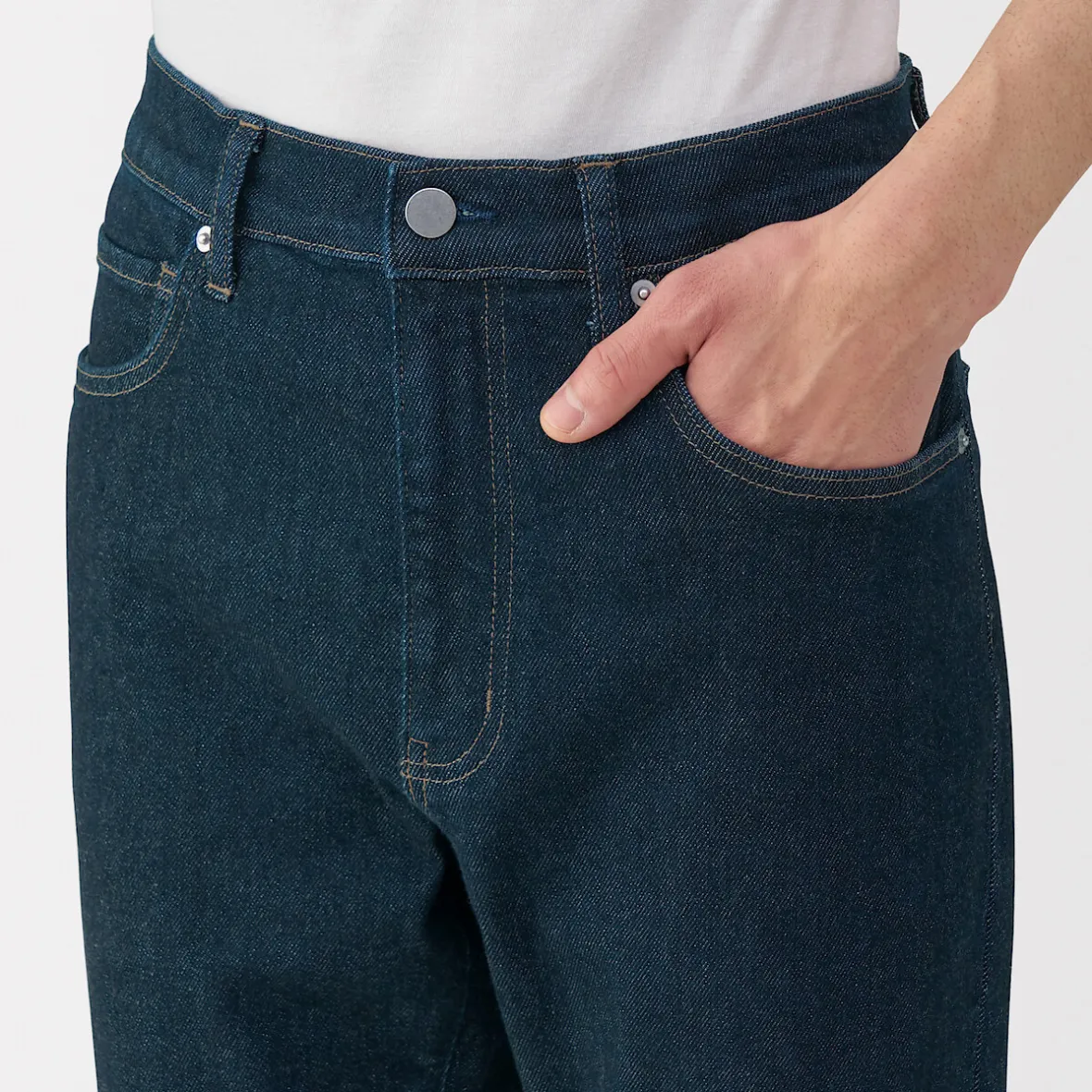 New Muji Vaqueros ajustados y elásticos para hombre ‐ Índigo