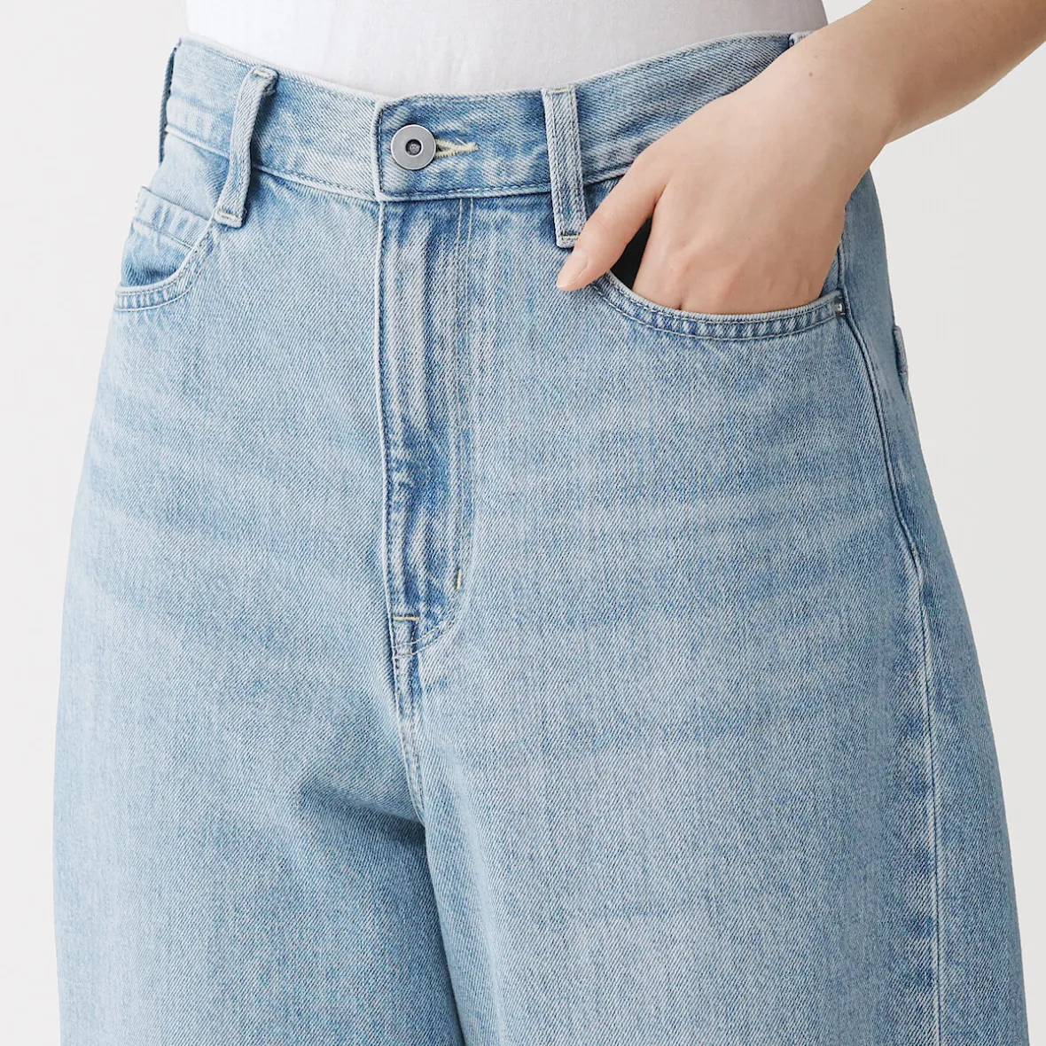 Sale Muji Vaqueros tipo cocoon de mezcla de kapok para mujer
