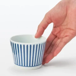Online Muji Vaso de sake Hasami Ware - Patrón de rayas en abanico