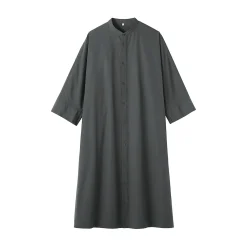 Hot Muji Vestido camisero con cuello mao de popelín de algodón orgánico para mujer