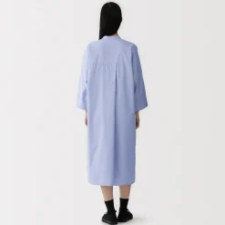 Hot Muji Vestido camisero con cuello mao de popelín de algodón orgánico para mujer