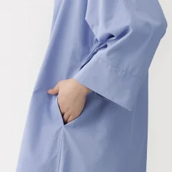 Hot Muji Vestido camisero con cuello mao de popelín de algodón orgánico para mujer