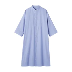 Hot Muji Vestido camisero con cuello mao de popelín de algodón orgánico para mujer