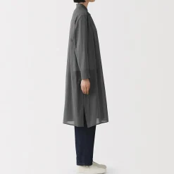 New Muji Vestido camisero de algodón orgánico de alta torsión para mujer