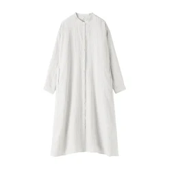 Clearance Muji Vestido camisero de cuello alto de lino lavado para mujer