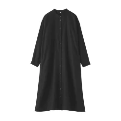 Clearance Muji Vestido camisero de cuello alto de lino lavado para mujer