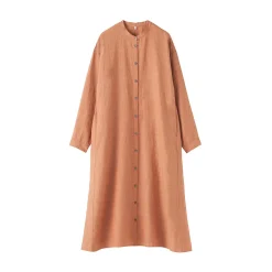 Clearance Muji Vestido camisero de cuello alto de lino lavado para mujer