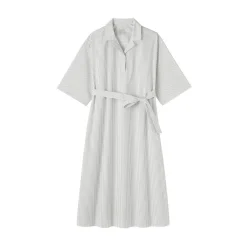 Muji Vestido camisero de manga 3/4 y algodón Quick Dry para mujer