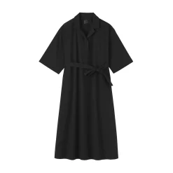 Muji Vestido camisero de manga 3/4 y algodón Quick Dry para mujer