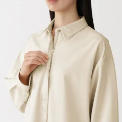 Outlet Muji Vestido camisero ligero de sagra y mezcla de kapok para mujer Blanco Natural