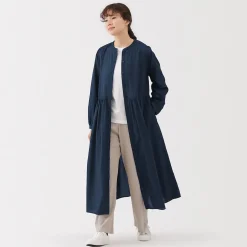Sale Muji Vestido camisero midi de gasa de algodón para mujer