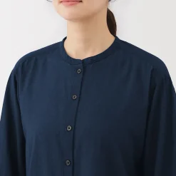 Sale Muji Vestido camisero midi de gasa de algodón para mujer