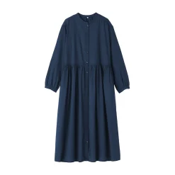Sale Muji Vestido camisero midi de gasa de algodón para mujer
