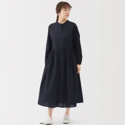 Sale Muji Vestido camisero midi de gasa de algodón para mujer