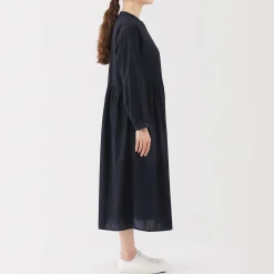 Sale Muji Vestido camisero midi de gasa de algodón para mujer