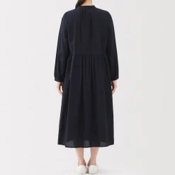 Sale Muji Vestido camisero midi de gasa de algodón para mujer