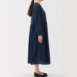 Sale Muji Vestido camisero midi de gasa de algodón para mujer