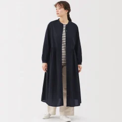 Sale Muji Vestido camisero midi de gasa de algodón para mujer