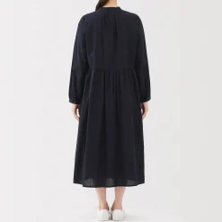 Sale Muji Vestido camisero midi de gasa de algodón para mujer