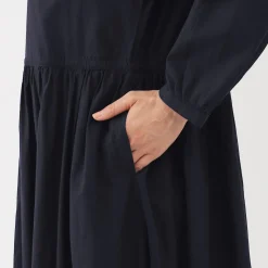 Sale Muji Vestido camisero midi de gasa de algodón para mujer