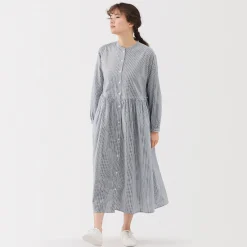 Sale Muji Vestido camisero midi de gasa de algodón para mujer