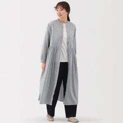 Sale Muji Vestido camisero midi de gasa de algodón para mujer