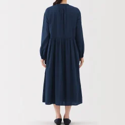 Sale Muji Vestido camisero midi de gasa de algodón para mujer