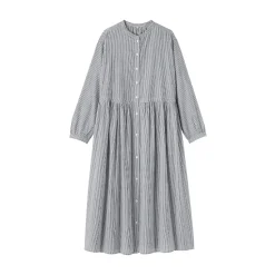 Sale Muji Vestido camisero midi de gasa de algodón para mujer