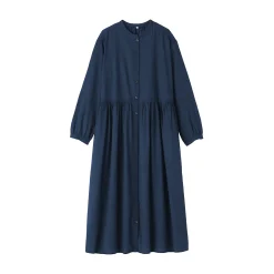Sale Muji Vestido camisero midi de gasa de algodón para mujer