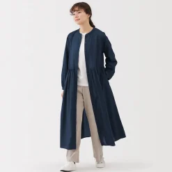 Sale Muji Vestido camisero midi de gasa de algodón para mujer