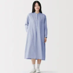 New Muji Vestido de gasa doble y mezcla de kapok para mujer