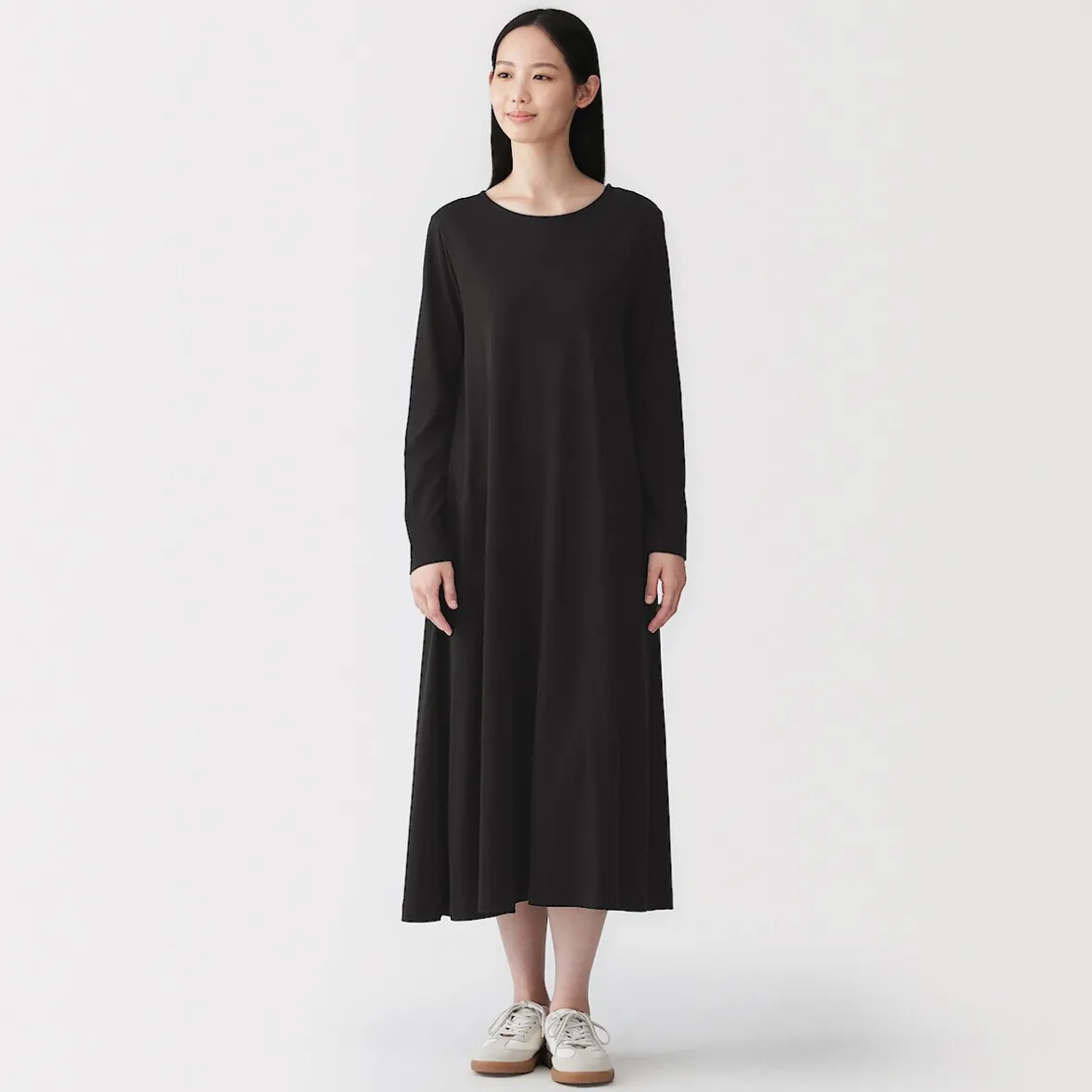 Muji Vestido de manga larga en forma de A confeccionado en lyocell para mujer