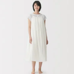 Hot Muji Vestido top de doble gasa con puntos dobby para mujer