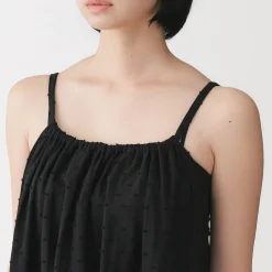 Hot Muji Vestido top de doble gasa con puntos dobby para mujer