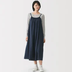 Hot Muji Vestido top de doble gasa con puntos dobby para mujer