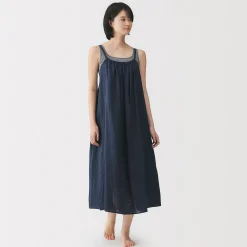 Hot Muji Vestido top de doble gasa con puntos dobby para mujer
